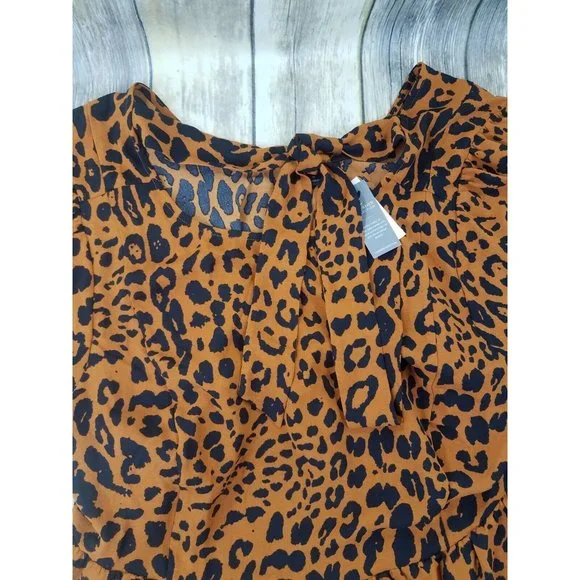 Lane Bryant Illusion Collection Blouse Top Womens Size 18 Brown Animal Print New - Picture 3 of 13